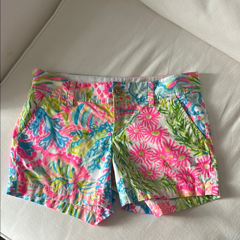 Floral Print Women's Cotton Shorts - Pink Multi